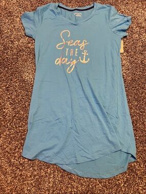 Light Blue 'Seas the Day' High-Low T‑Shirt Dress